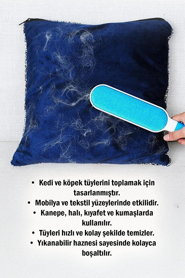 Evcil Hayvan Tüy Toplayıcı Tarak | Yıkanabilir Hazneli Tüy Temizleme Fırçası
