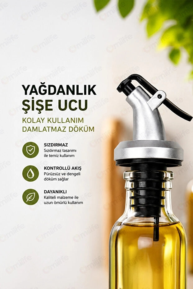 Damlatmaz Yağdanlık Şişe Ucu Tıpası | Kapaklı Sızdırmaz Yağlık Aparatı