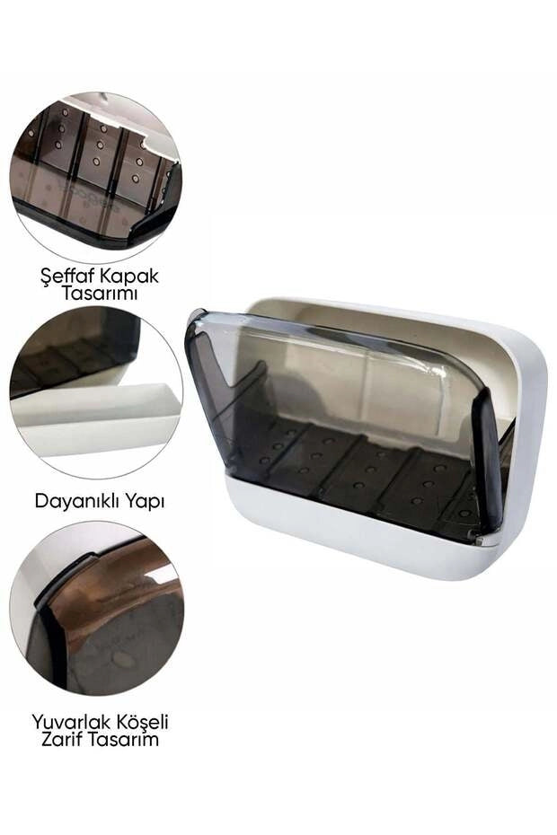 Çekmece Model Drenajlı Sabunluk | Dikdörtgen Kapaklı Katı Sabunluk