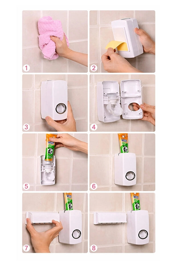 Diş Macunu ve Fırça Tutucu | Duvar Tipi Yapışkanlı Banyo Organizer