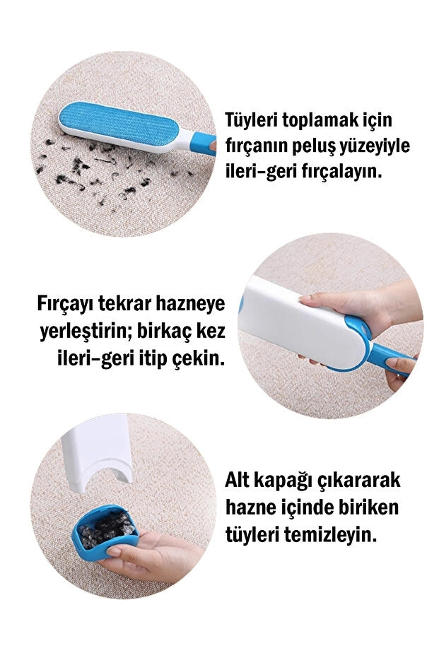 Evcil Hayvan Tüy Toplayıcı Tarak | Yıkanabilir Hazneli Tüy Temizleme Fırçası