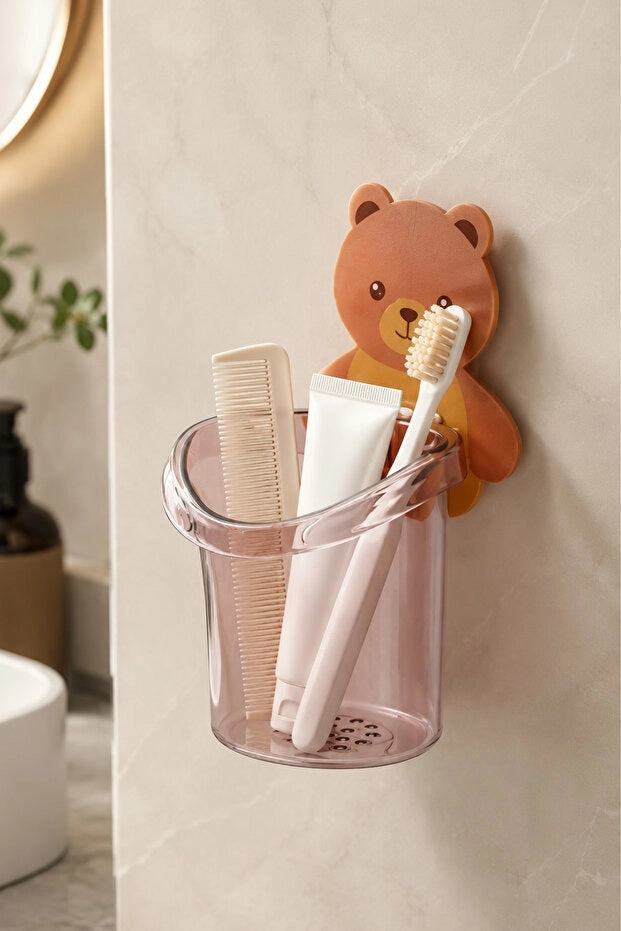Ayıcık Desenli Kendinden Yapışkanlı Banyo Organizeri | Pratik Duvar Düzenleyici