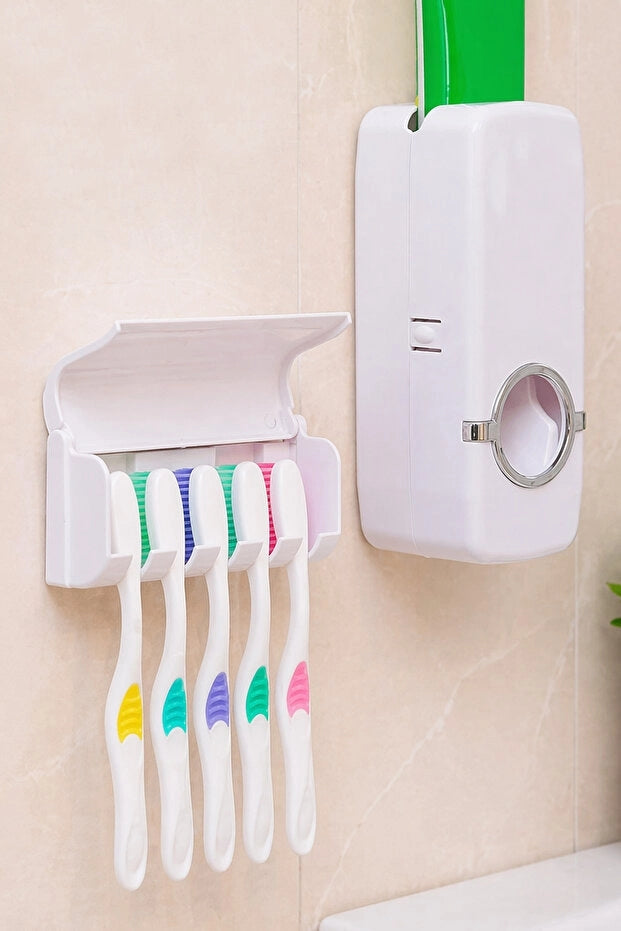 Diş Macunu ve Fırça Tutucu | Duvar Tipi Yapışkanlı Banyo Organizer