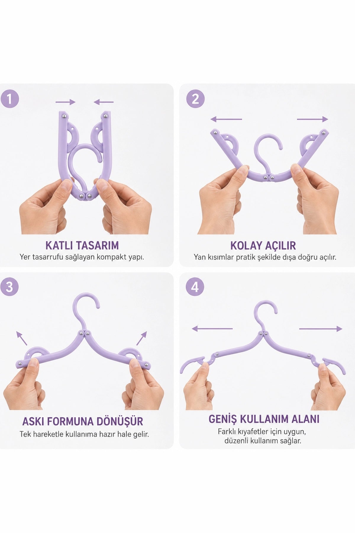Katlanabilir Kıyafet Askısı | Tekli Yer Tasarruflu Elbise Askısı