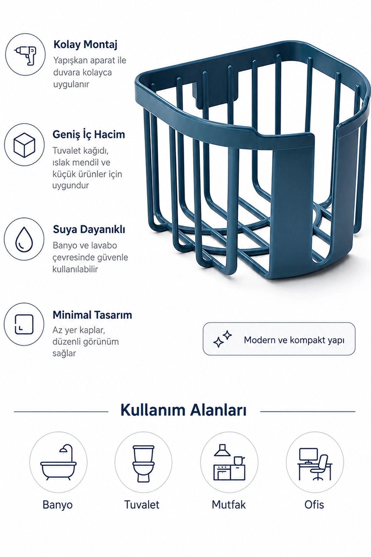 Süper Yapışkanlı Çok Amaçlı Askı | Tuvalet Kağıtlığı ve Havlu Askısı